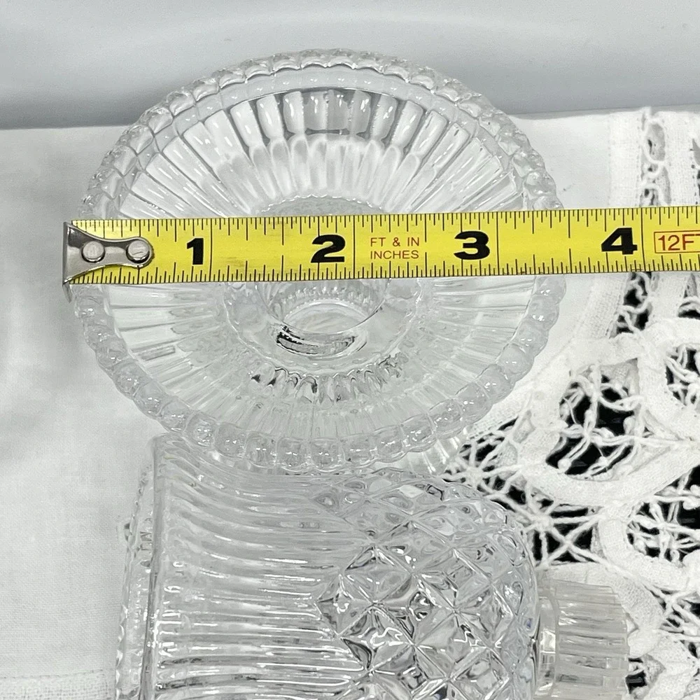 Vintage 90s PartyLite Williamsburg P7654 Votive Candle Holder Pair Lead Crystal - Picture 13 of 13